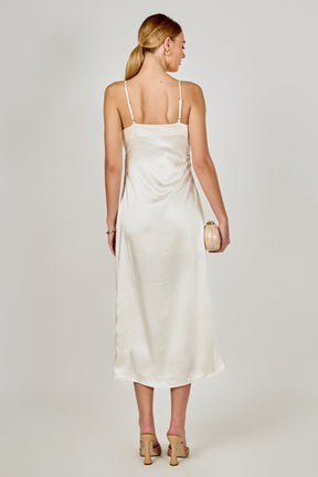 ENDLESS ROSE - Satin Wrap Midi Dress - DRESSES available at Objectrare