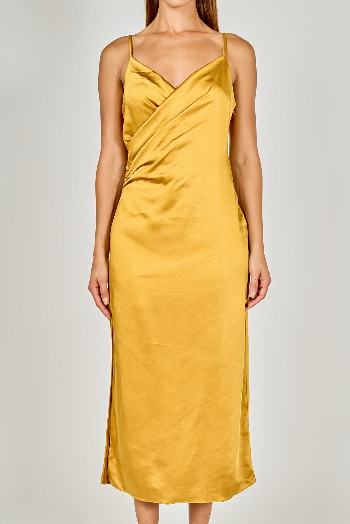 ENDLESS ROSE - Satin Wrap Midi Dress - DRESSES available at Objectrare