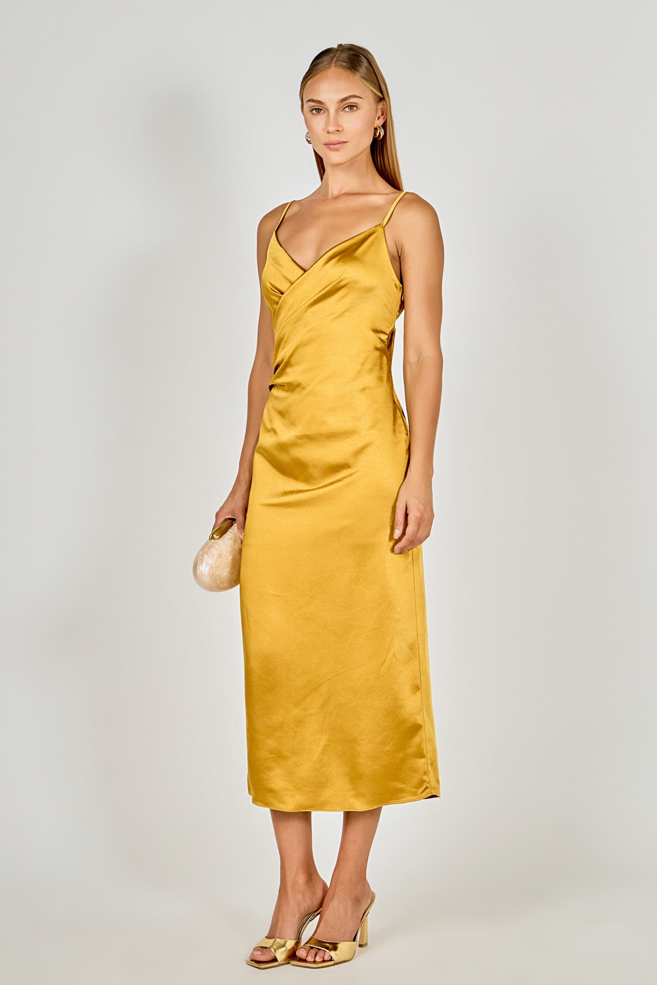 ENDLESS ROSE - Satin Wrap Midi Dress - DRESSES available at Objectrare