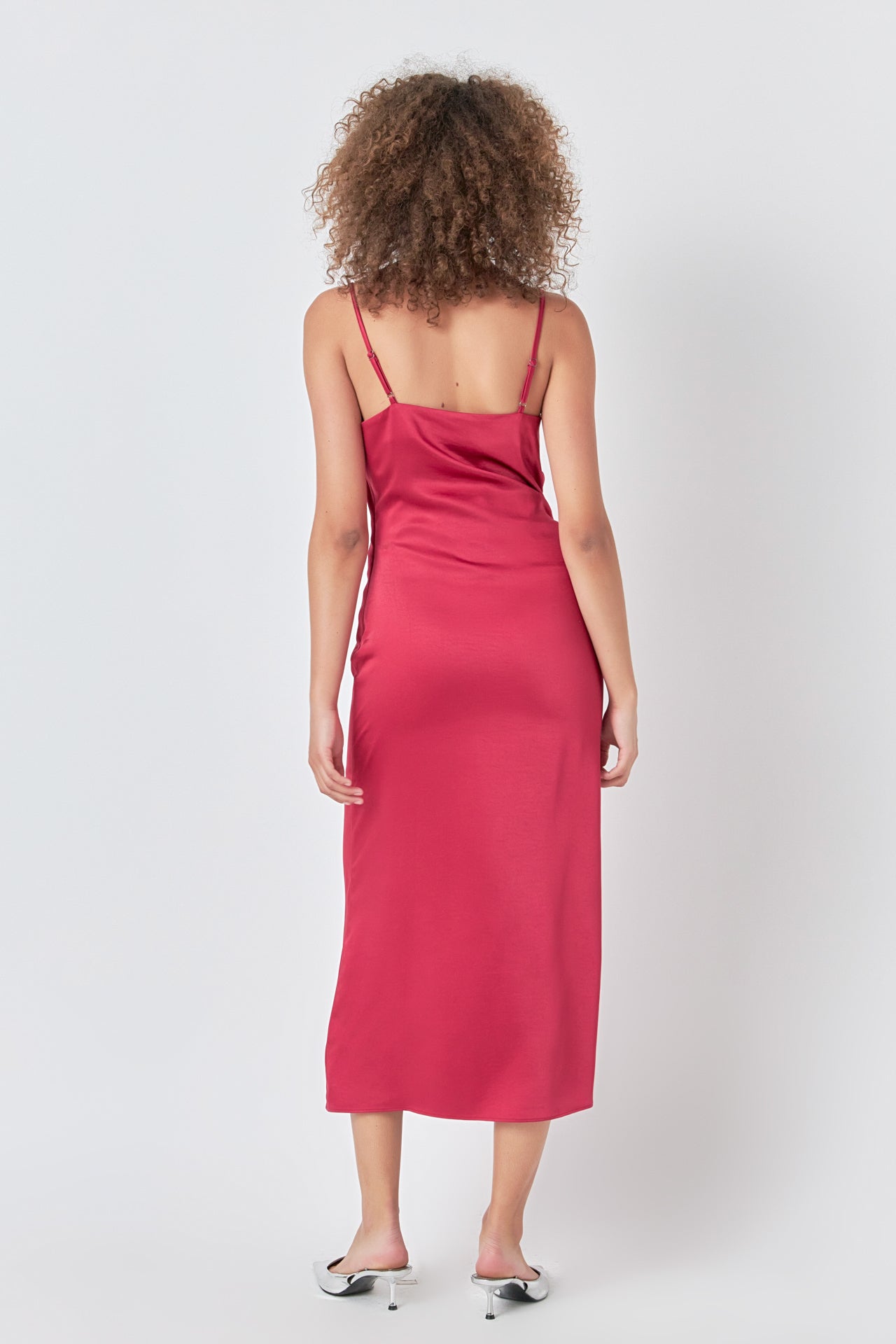 ENDLESS ROSE - Satin Wrap Midi Dress - DRESSES available at Objectrare