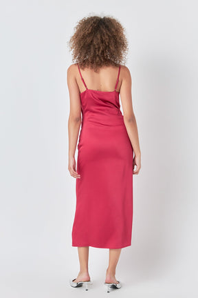 ENDLESS ROSE - Endless Rose - Satin Wrap Midi Dress - DRESSES available at Objectrare