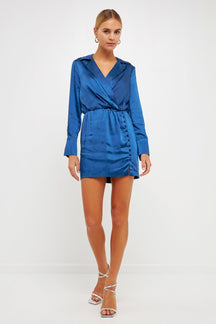 ENDLESS ROSE - Long Sleeve Satin Mini Dress - DRESSES available at Objectrare