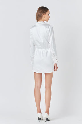 ENDLESS ROSE - Long Sleeve Satin Mini Dress - DRESSES available at Objectrare