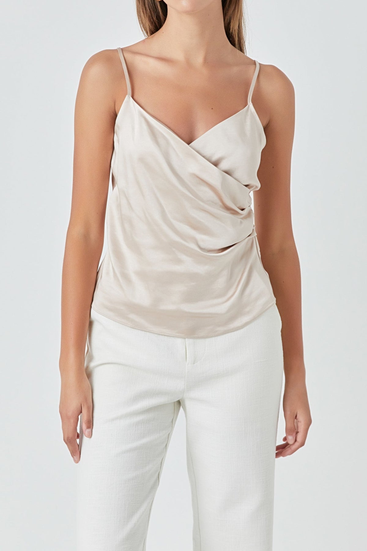 ENDLESS ROSE - Endless Rose - Wrap Over Satin Camisole - CAMI TOPS & TANK available at Objectrare