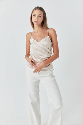 ENDLESS ROSE - Wrap Over Satin Camisole - CAMI TOPS & TANK available at Objectrare