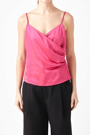 ENDLESS ROSE - Wrap Over Satin Camisole - CAMI TOPS & TANK available at Objectrare