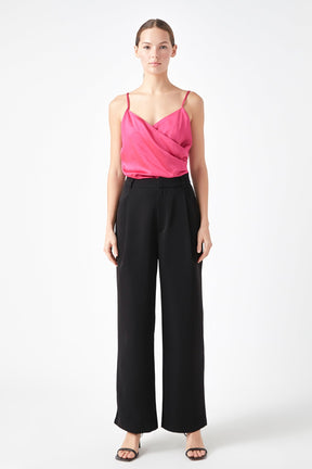 ENDLESS ROSE - Wrap Over Satin Camisole - CAMI TOPS & TANK available at Objectrare