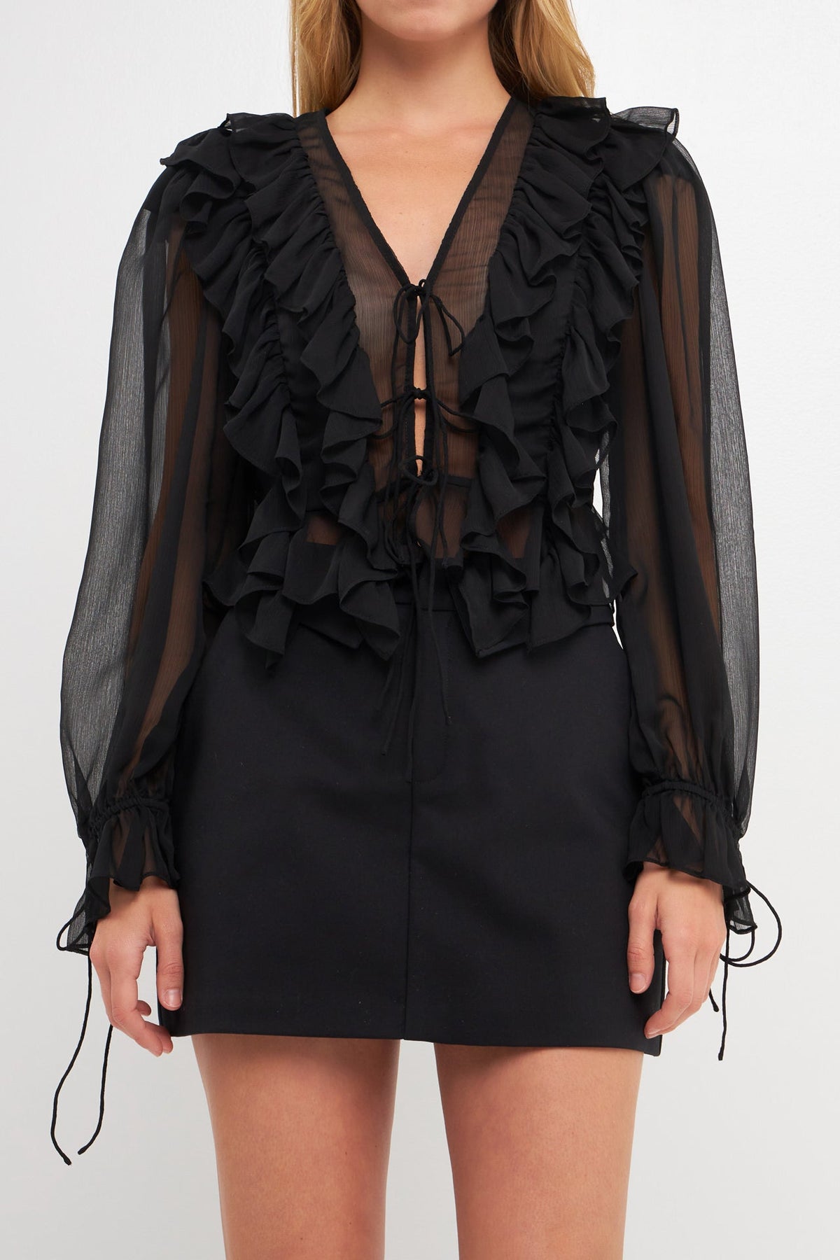 ENDLESS ROSE - Multi Ruffled Long Sleeve Blouse - SHIRTS & BLOUSES available at Objectrare