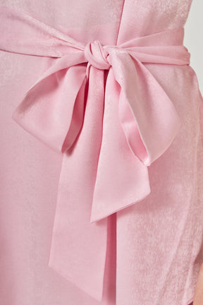 Spaghetti Tie Belted Romper Dress