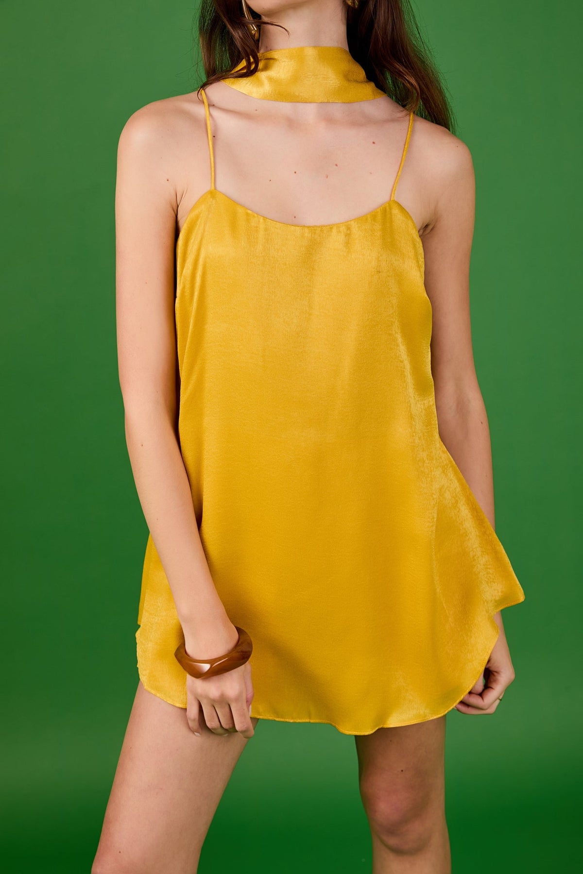 Spaghetti Tie Belted Romper Dress