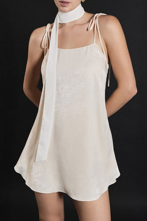 Spaghetti Tie Belted Romper Dress