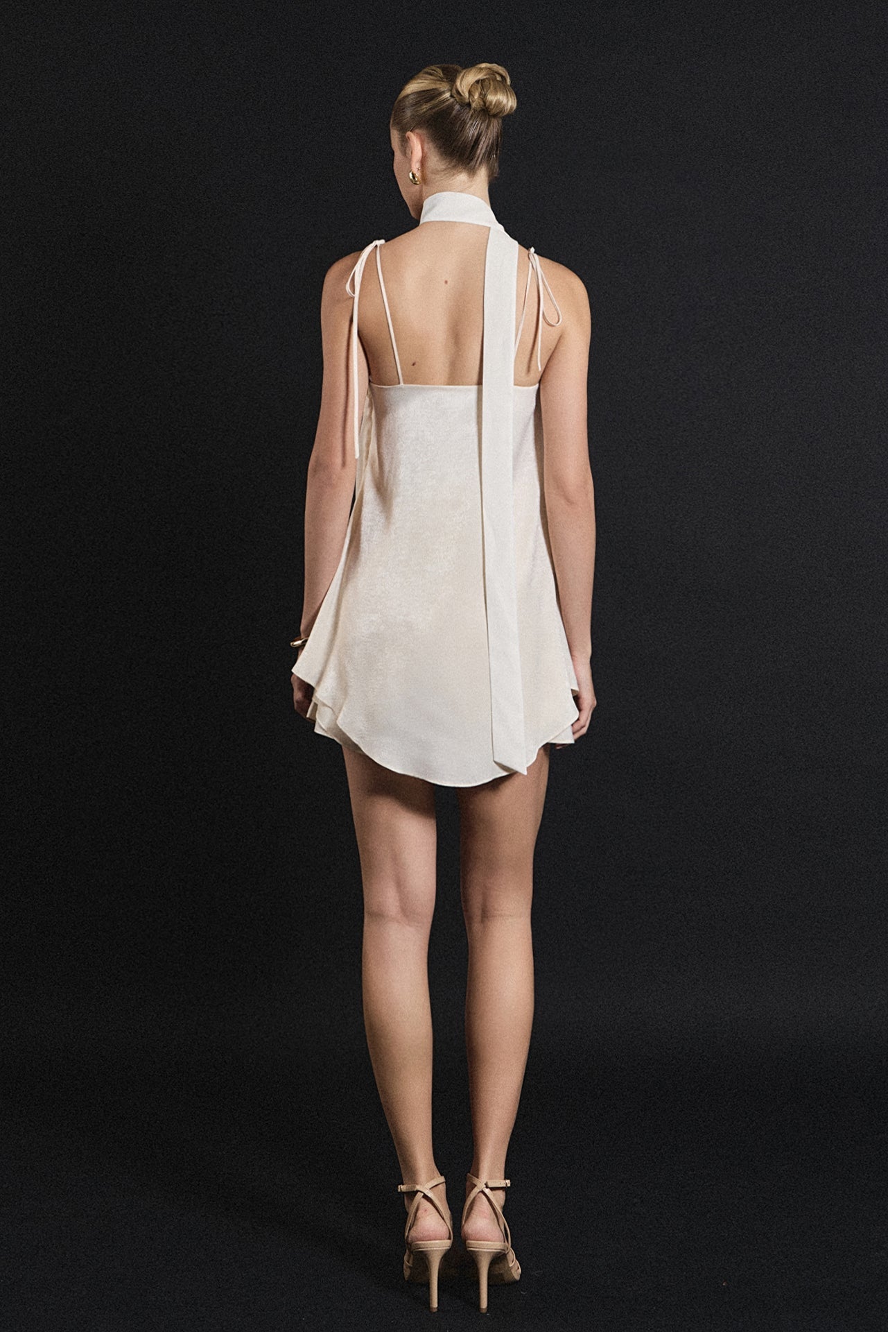 Spaghetti Tie Belted Romper Dress