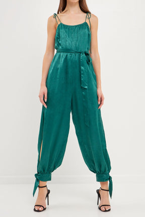ENDLESS ROSE - Side Bow Tie Slit Jumpsuit - JUMPSUITS available at Objectrare