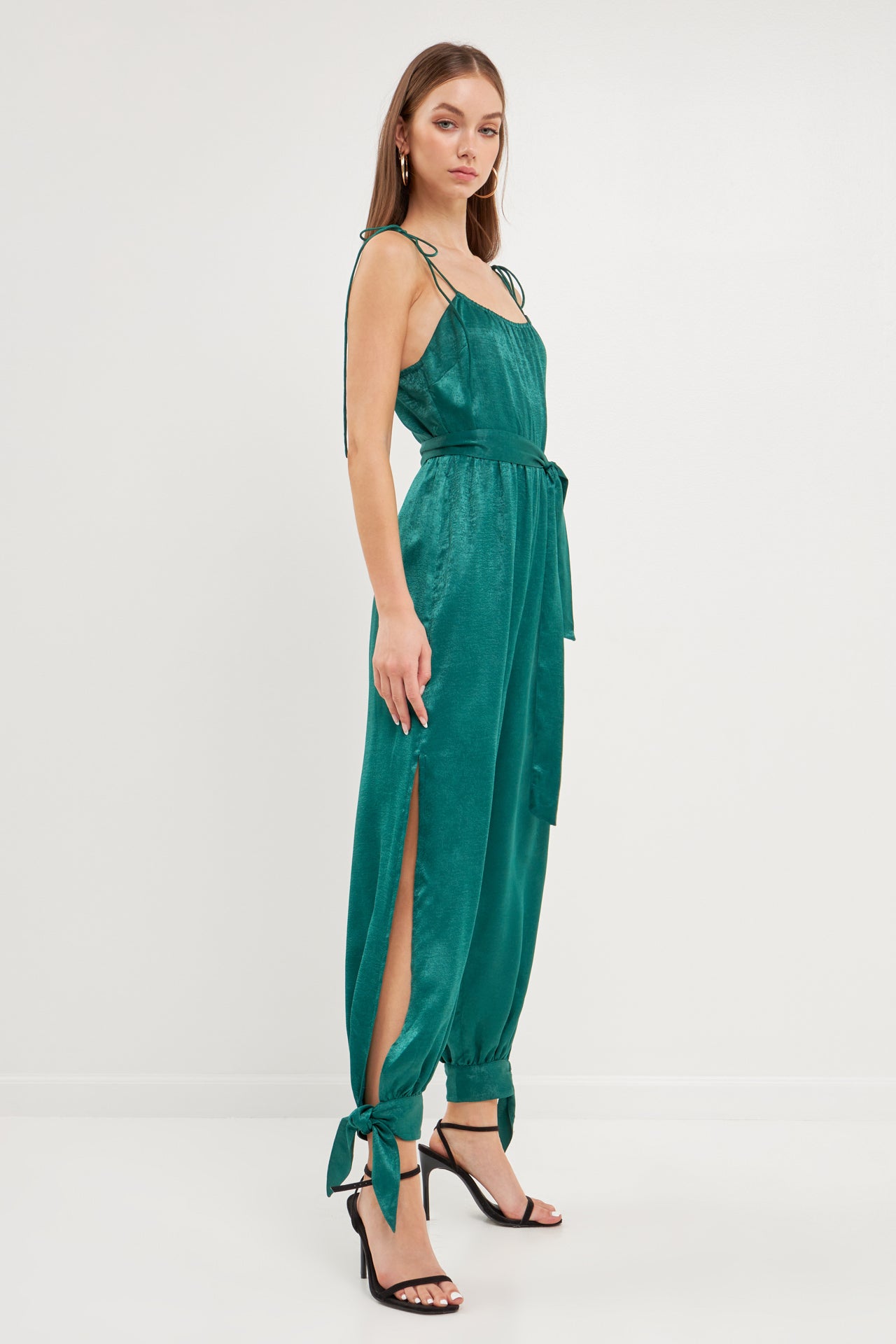 ENDLESS ROSE - Endless Rose - Side Bow Tie Slit Jumpsuit - JUMPSUITS available at Objectrare