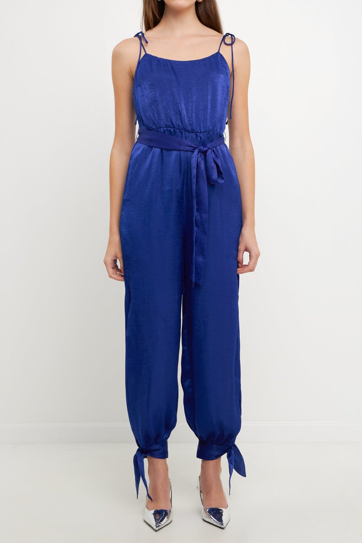 ENDLESS ROSE - Side Bow Tie Slit Jumpsuit - JUMPSUITS available at Objectrare