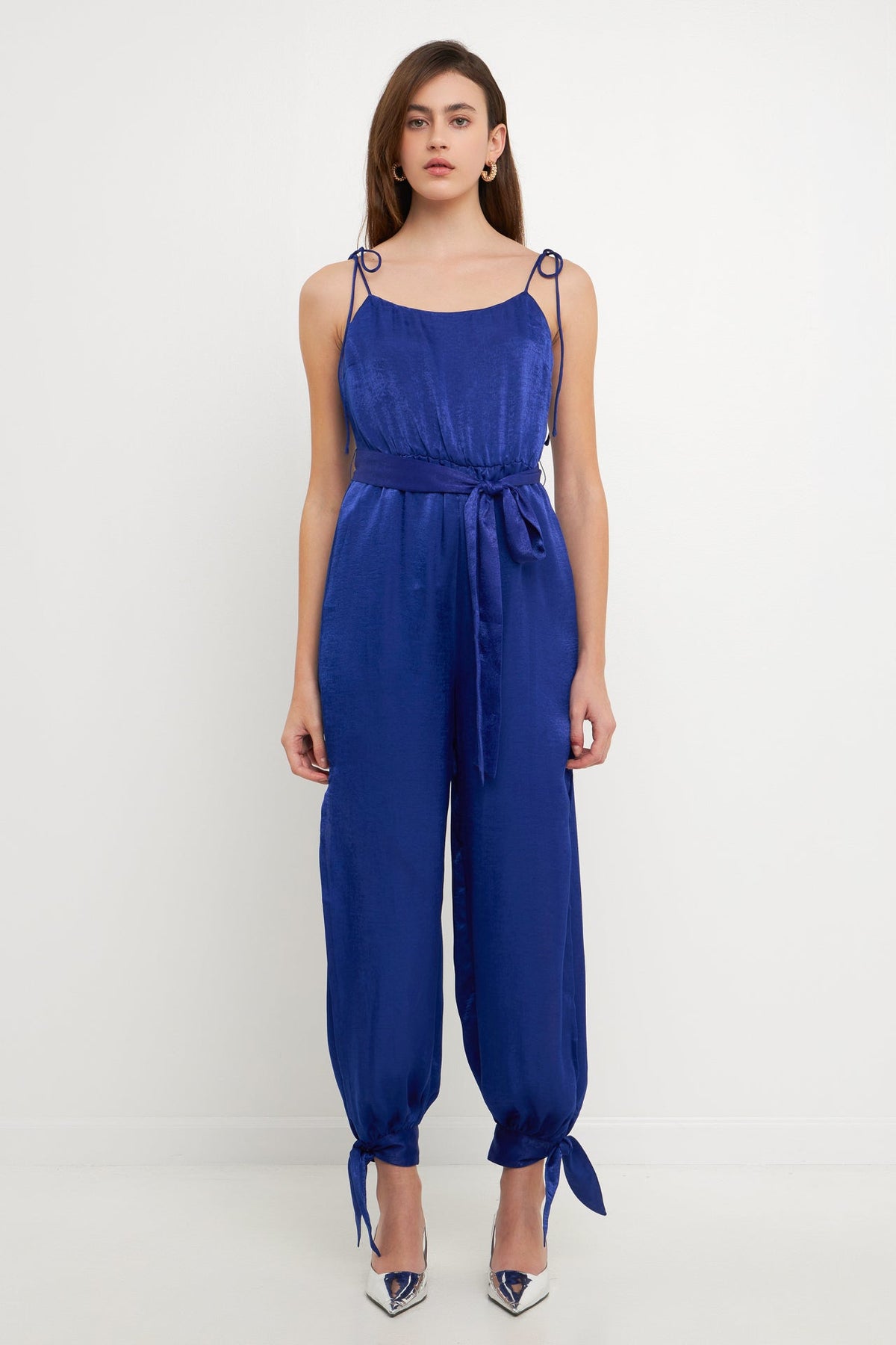 ENDLESS ROSE - Side Bow Tie Slit Jumpsuit - JUMPSUITS available at Objectrare