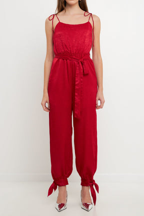 ENDLESS ROSE - Side Bow Tie Slit Jumpsuit - JUMPSUITS available at Objectrare