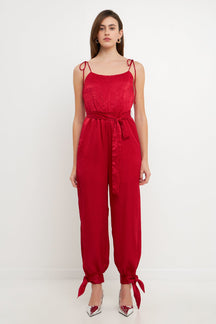 ENDLESS ROSE - Side Bow Tie Slit Jumpsuit - JUMPSUITS available at Objectrare