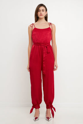 ENDLESS ROSE - Side Bow Tie Slit Jumpsuit - JUMPSUITS available at Objectrare