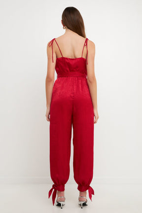 ENDLESS ROSE - Side Bow Tie Slit Jumpsuit - JUMPSUITS available at Objectrare