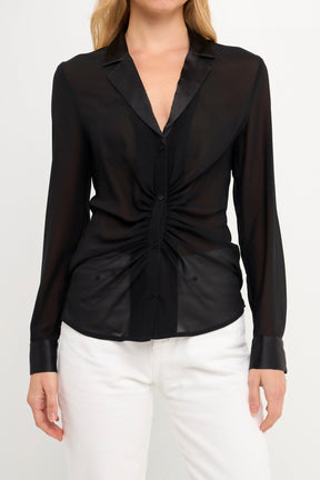 ENDLESS ROSE - Front Ruched Chiffon Blouse - SHIRTS & BLOUSES available at Objectrare