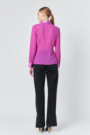 ENDLESS ROSE - Front Ruched Chiffon Blouse - SHIRTS & BLOUSES available at Objectrare