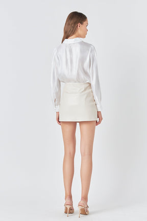 ENDLESS ROSE - Faux Leather Front Slits Skort - SKIRTS available at Objectrare