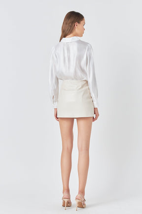 ENDLESS ROSE - Endless Rose - Faux Leather Front Slits Skort - SKIRTS available at Objectrare