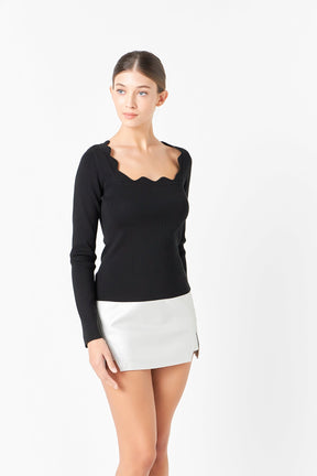 ENDLESS ROSE - Faux Leather Front Slits Skort - SKIRTS available at Objectrare