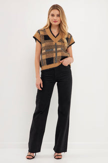 ENGLISH FACTORY - Plaid Sweater Vest - VESTS available at Objectrare