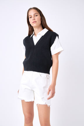 ENGLISH FACTORY - Knit Sweater Vest - SWEATERS & KNITS available at Objectrare