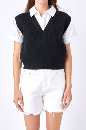 ENGLISH FACTORY - Knit Sweater Vest - SWEATERS & KNITS available at Objectrare
