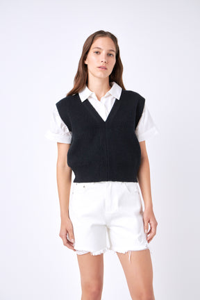 ENGLISH FACTORY - Knit Sweater Vest - SWEATERS & KNITS available at Objectrare