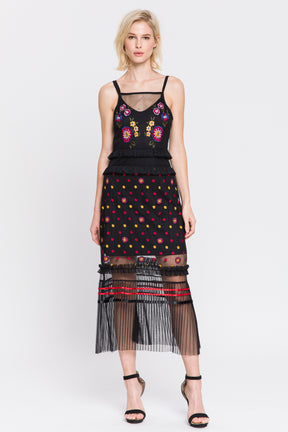 Flower Embroidered Mesh Dress