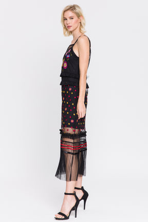 Flower Embroidered Mesh Dress