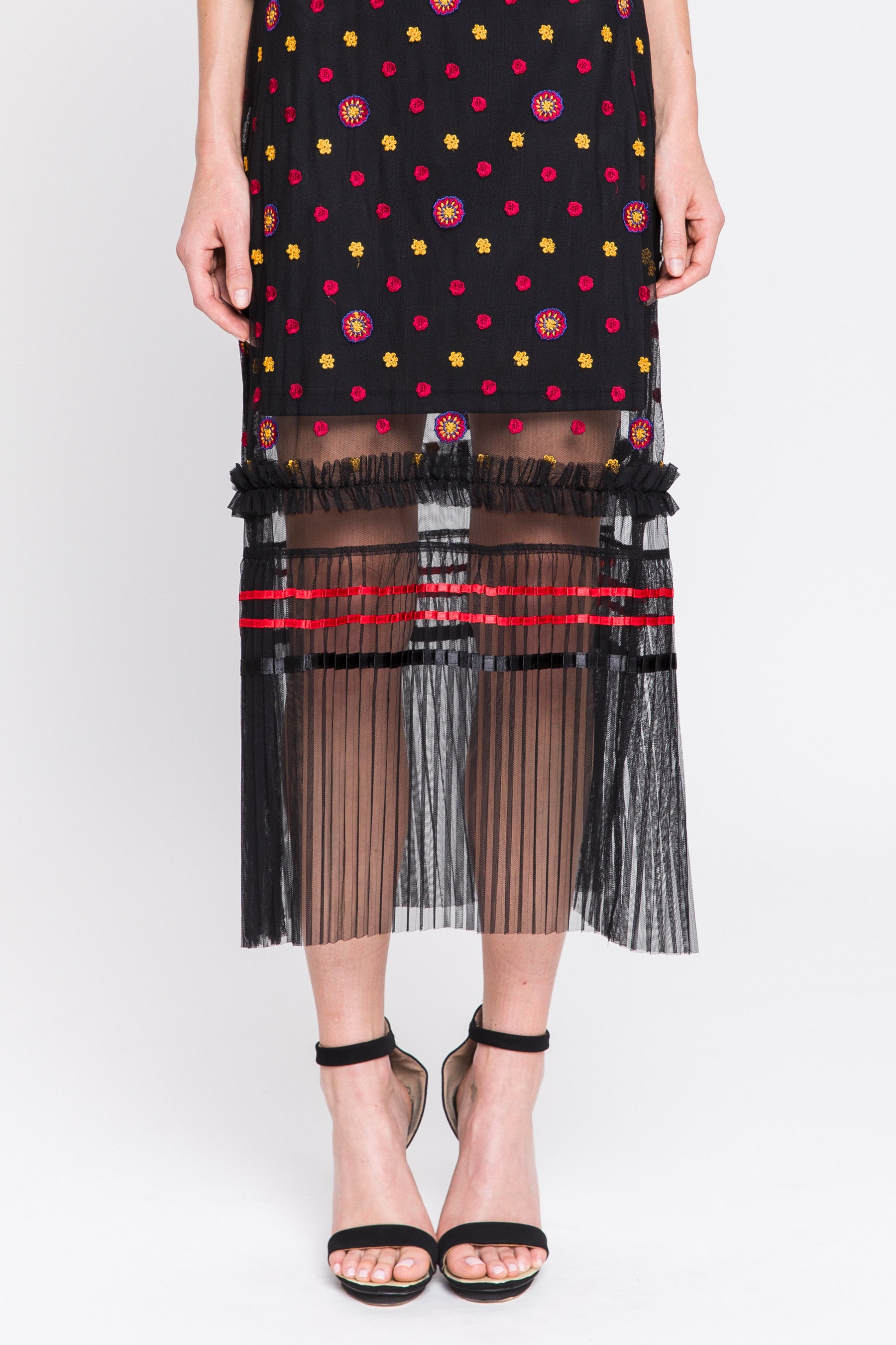 Flower Embroidered Mesh Dress