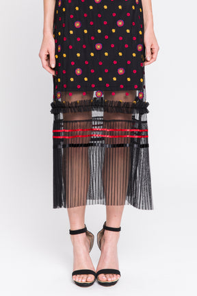 Flower Embroidered Mesh Dress