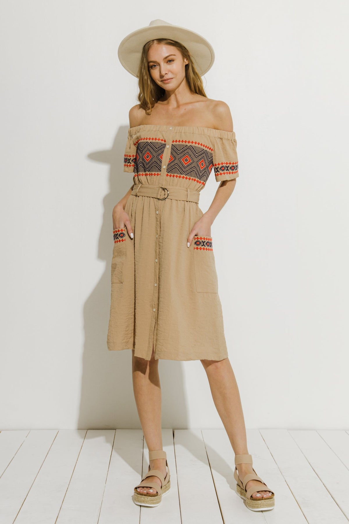 ENDLESS ROSE - Off the Shoulder Embroidered Dress - DRESSES available at Objectrare