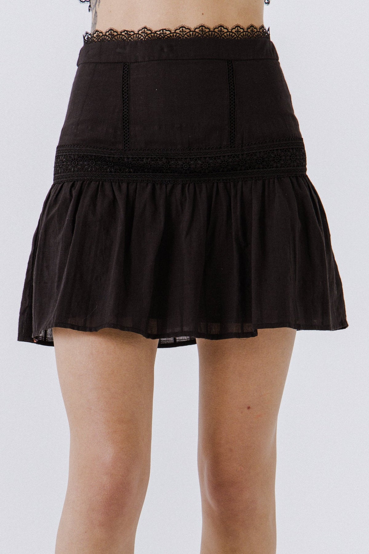 ENDLESS ROSE - Yoke Flared Mini Skirt - SKIRTS available at Objectrare