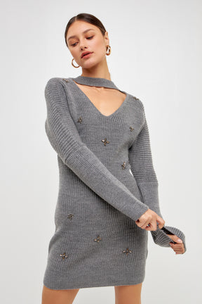 ENDLESS ROSE - Embellished Sweater Dress - DRESSES available at Objectrare