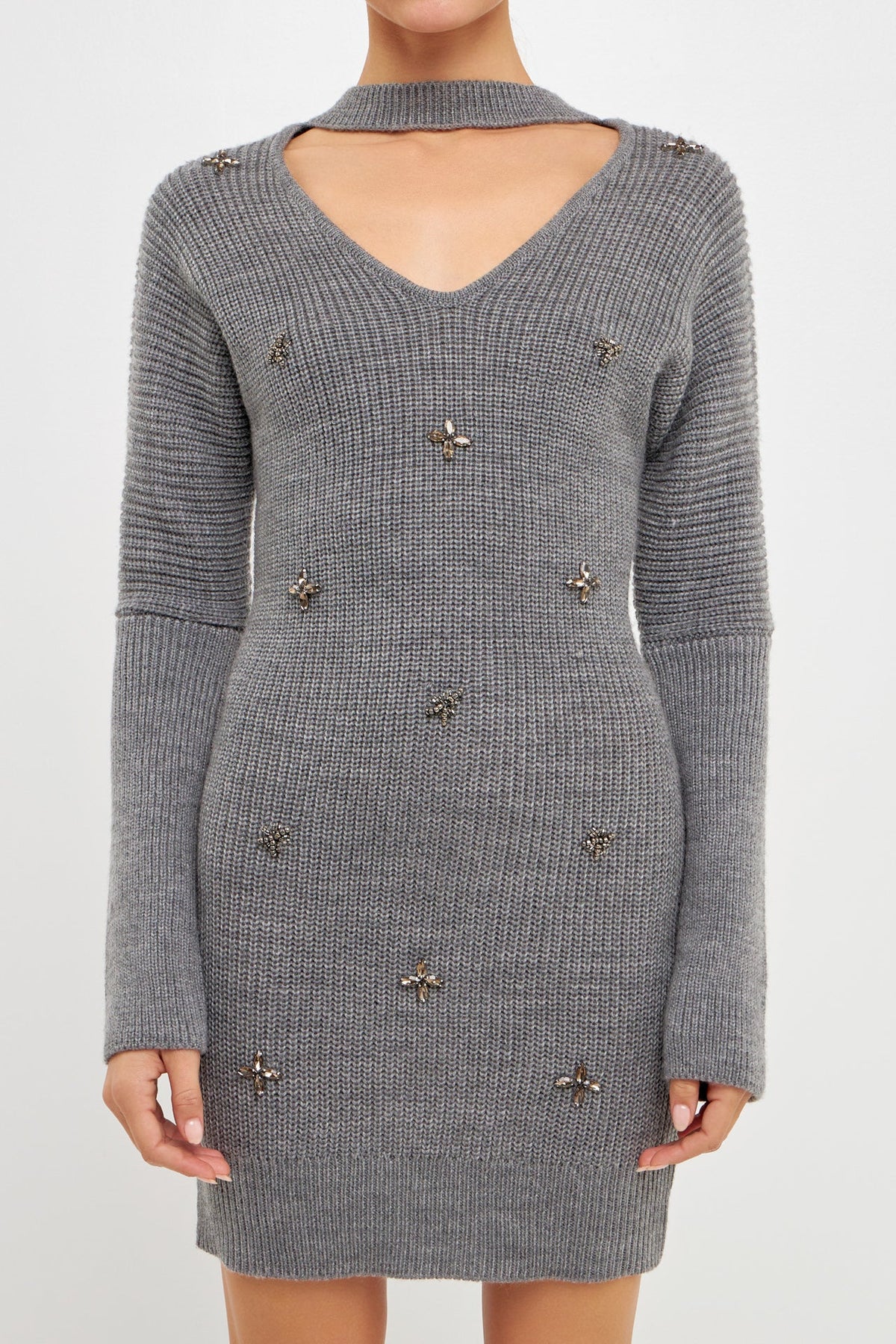 ENDLESS ROSE - Endless Rose - Embellished Sweater Dress - DRESSES available at Objectrare