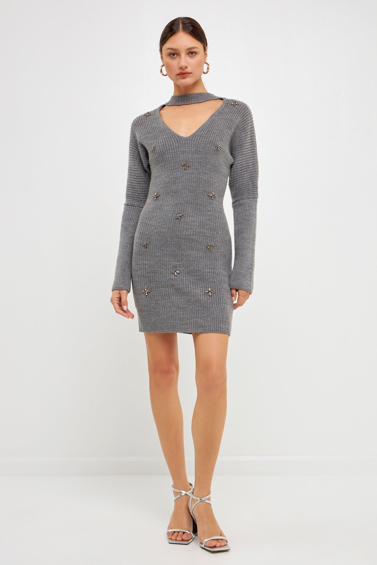 ENDLESS ROSE - Embellished Sweater Dress - DRESSES available at Objectrare