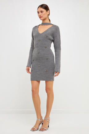 ENDLESS ROSE - Embellished Sweater Dress - DRESSES available at Objectrare