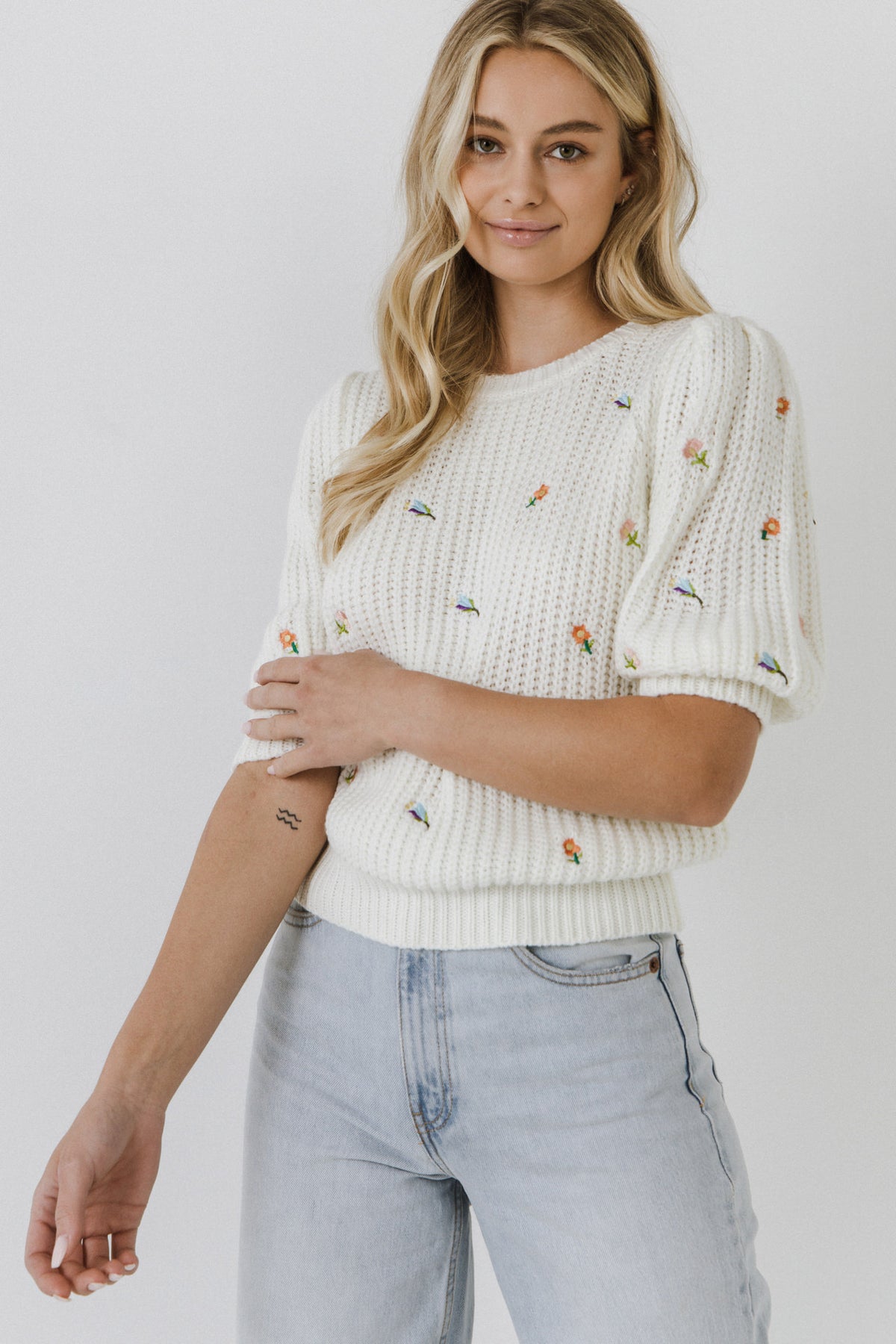 ENGLISH FACTORY - Floral Embroidery Sweater - SWEATERS & KNITS available at Objectrare