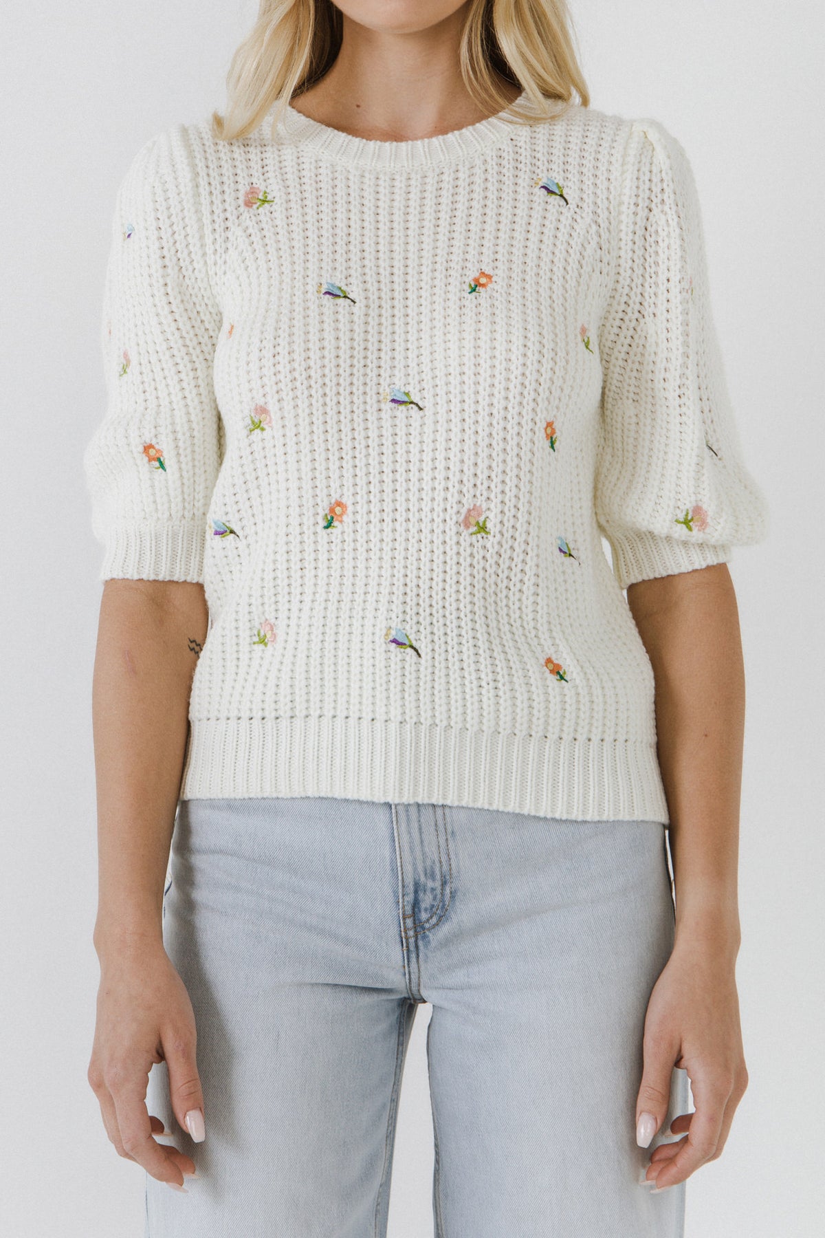 ENGLISH FACTORY - Floral Embroidery Sweater - SWEATERS & KNITS available at Objectrare