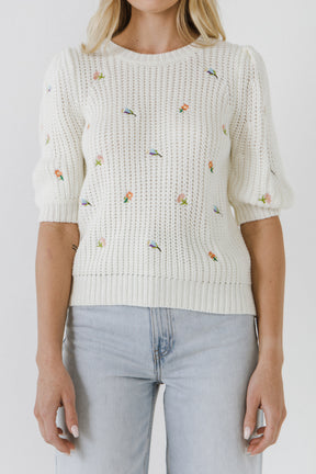 ENGLISH FACTORY - Floral Embroidery Sweater - SWEATERS & KNITS available at Objectrare