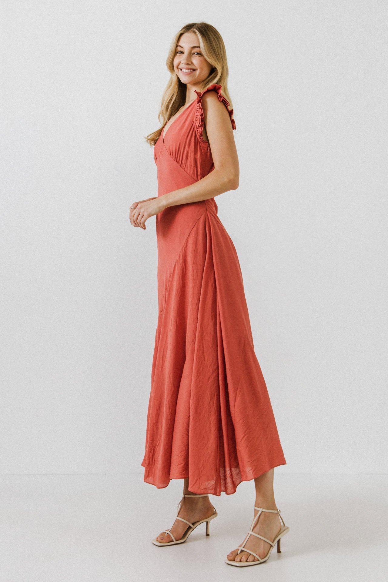 ENDLESS ROSE - Endless Rose - Asymmetrical Ruffle Maxi Dress - DRESSES available at Objectrare