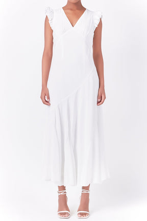 ENDLESS ROSE - Asymmetrical Ruffle Maxi Dress - DRESSES available at Objectrare