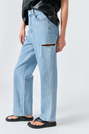 GREY LAB - Cut Out Detail Jean - JEANS available at Objectrare