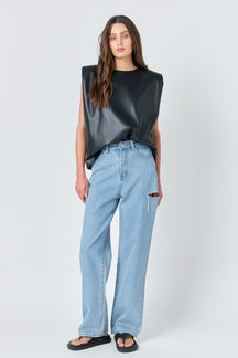 GREY LAB - Grey Lab - Cut Out Detail Jeans - JEANS available at Objectrare